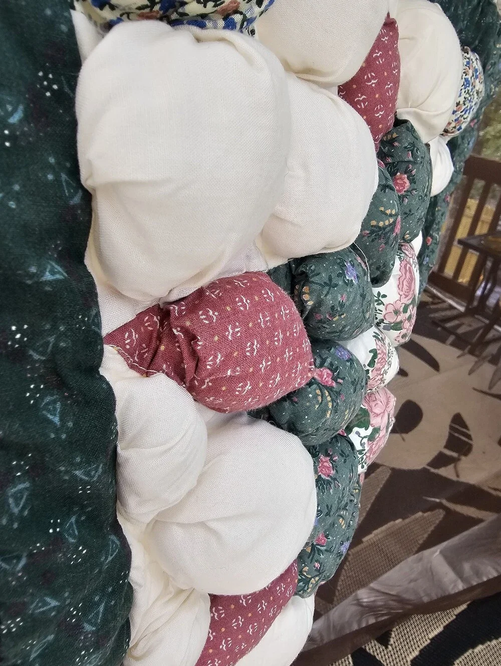 Puff Quilt Sham Nostalgia Home Fashions Bed Pillow Case Vintage Biscuit Flower
